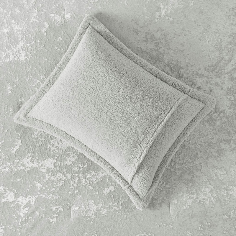 Ensemble d'édredon réversible en velours écrasé sherpa, Gris, Édredon simple et 1 taie décorative