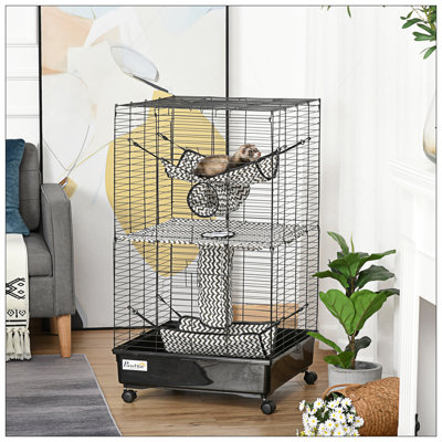 Cage à furet de 42 pouces avec roues, freins et hamacs pour petits animaux, assurant confort et mobilité