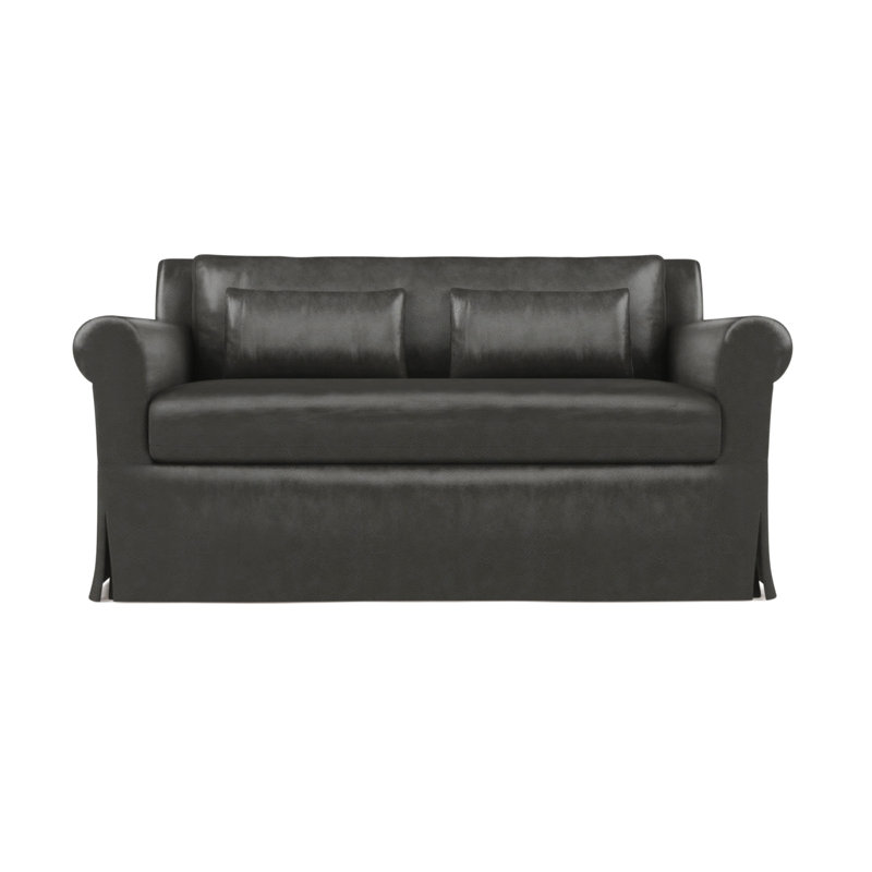Causeuse à accoudoirs arrondis Ludlow, Cuir rétro graphite, H 34 po x l 60 po x P 42 po, Ébène