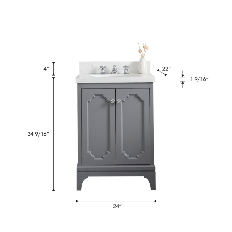 Queen 24" Single Bathroom Vanity Set with Mirror, Cashmere Gray