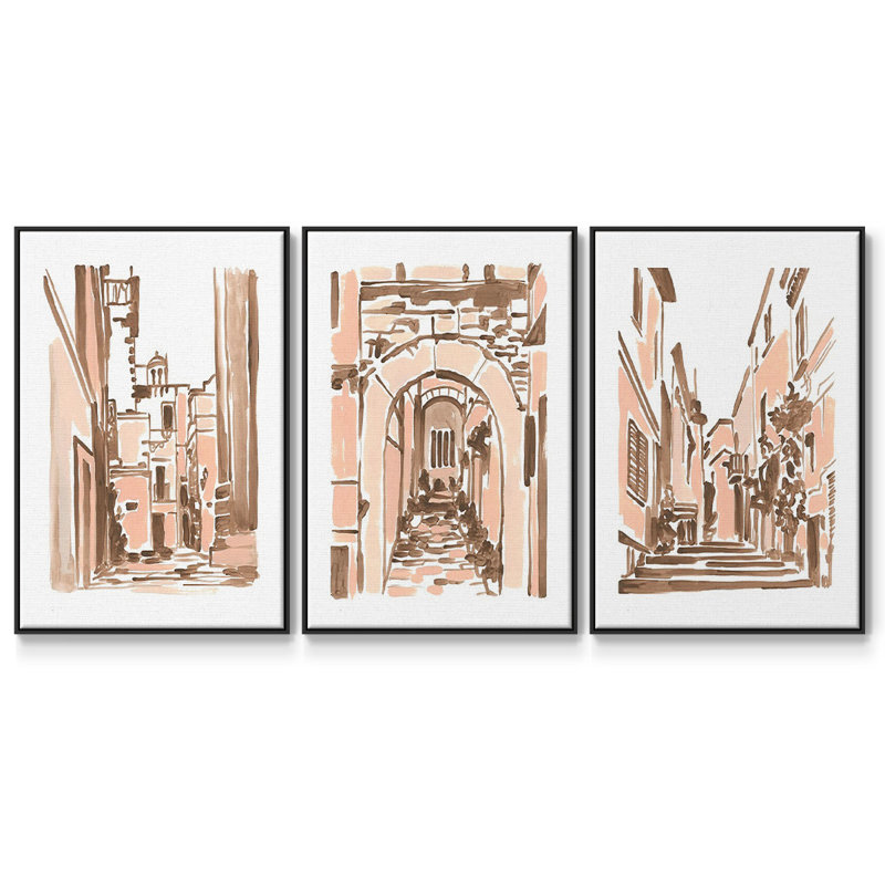 Ensemble de 3 toiles tendues Blush, H 40 po x l 78 po, Noir