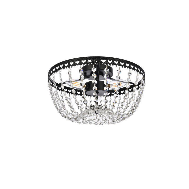 Attahrawi 3-Light Flush Mount, Black, 7.5" H x 12" W x 12" D