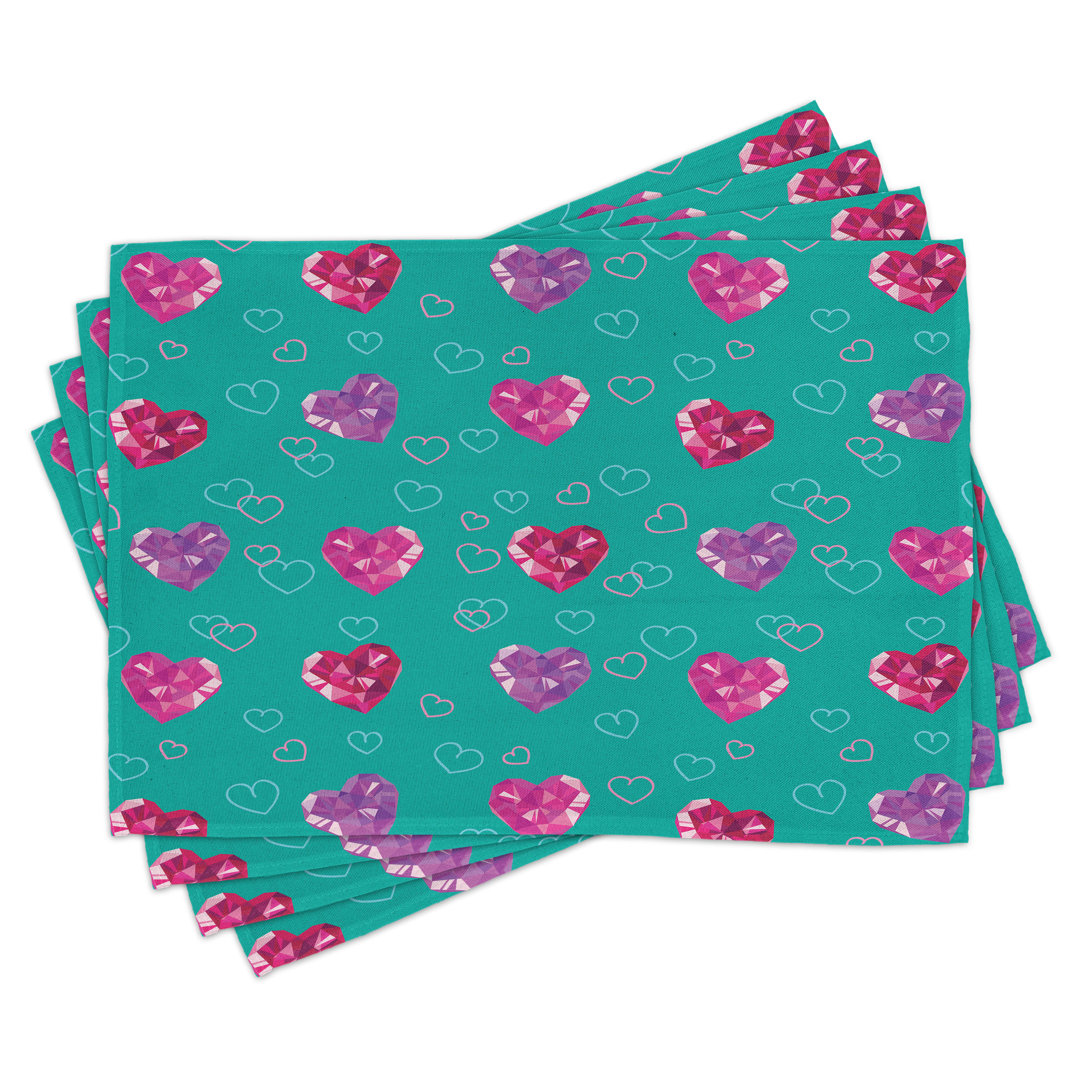 Platzdeckchen 4er Set, Celebration Romance, Rot Fuchsia Teal