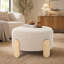 Repose-pieds rond de 24,8 pouces avec tissu en peluche doux et pieds en bois naturel, parfait pour la maison et le bureau