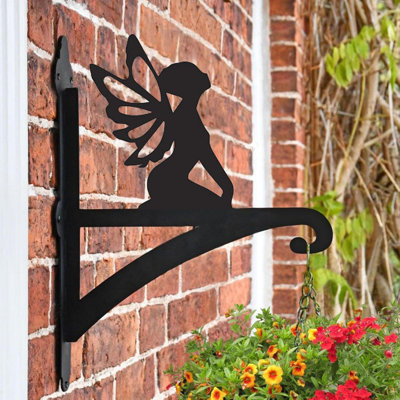 Support de plante en fer robuste et ornemental fée silhouette murale cintres de plantes d'extérieur pour pot de fleur lanterne mangeoire à oiseaux carillons