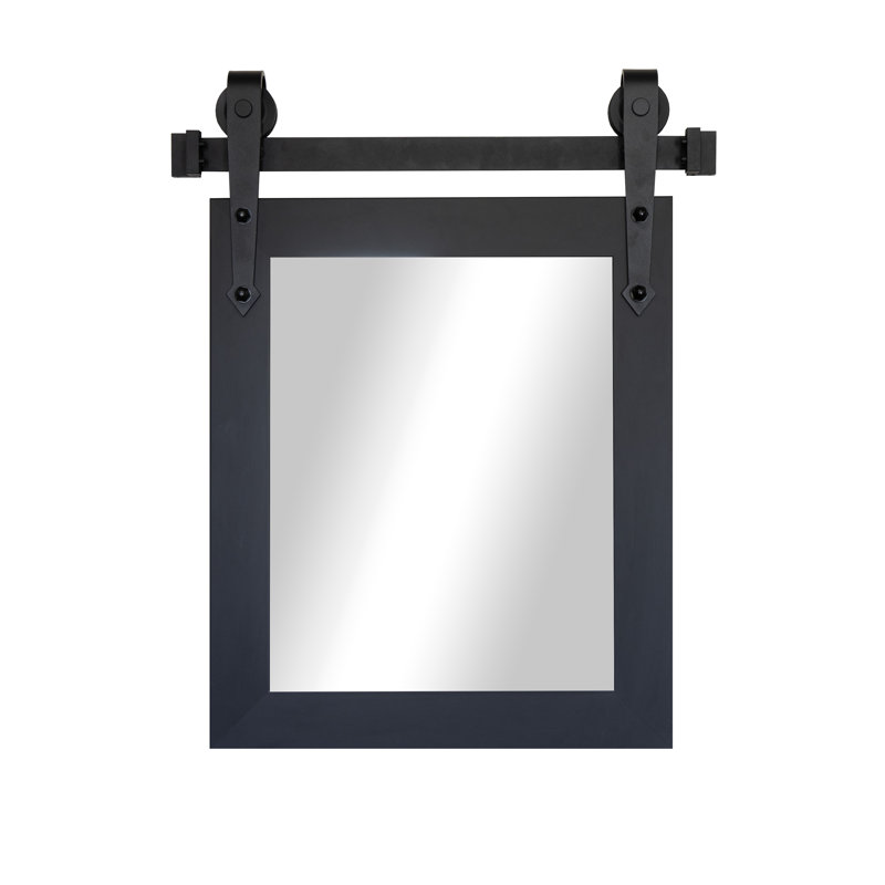 Lynd Engineered Wood Flat Mirror, 33" H x 27" W, Black