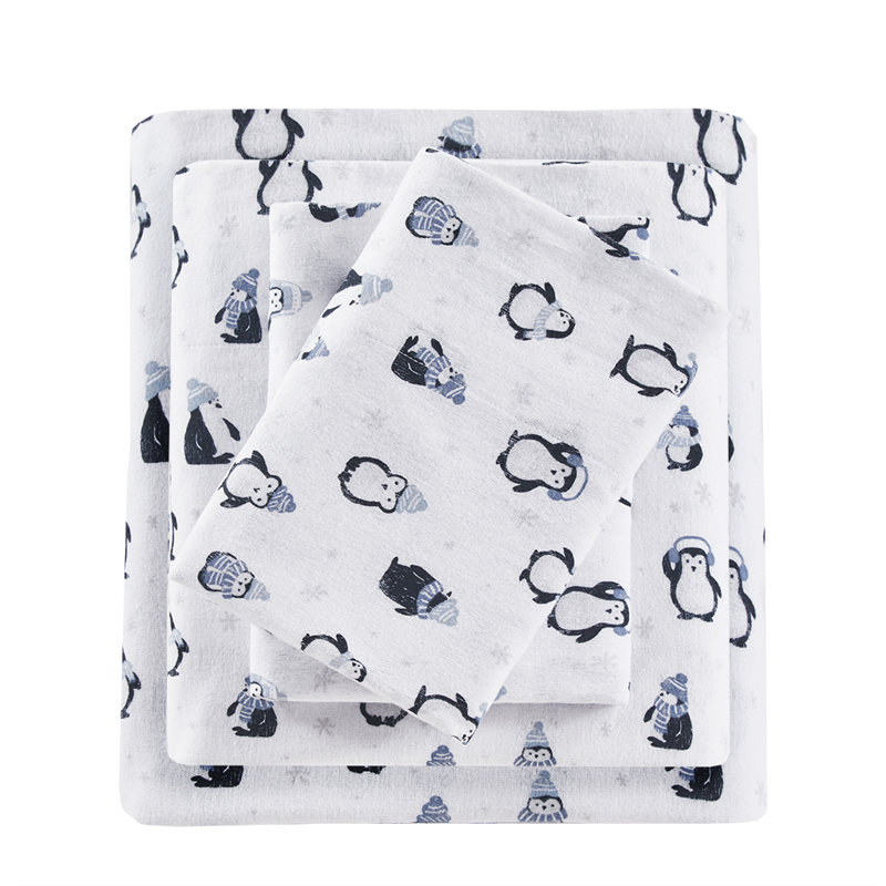 Ensemble de draps en flanelle de coton Gracie Mills, Ensemble de draps pour lit simple TG avec 1 taie d
