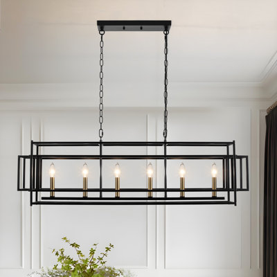 Luminaire suspendu géométrique industriel 6 lumières, lustre en métal pour îlot de cuisine et salle à manger