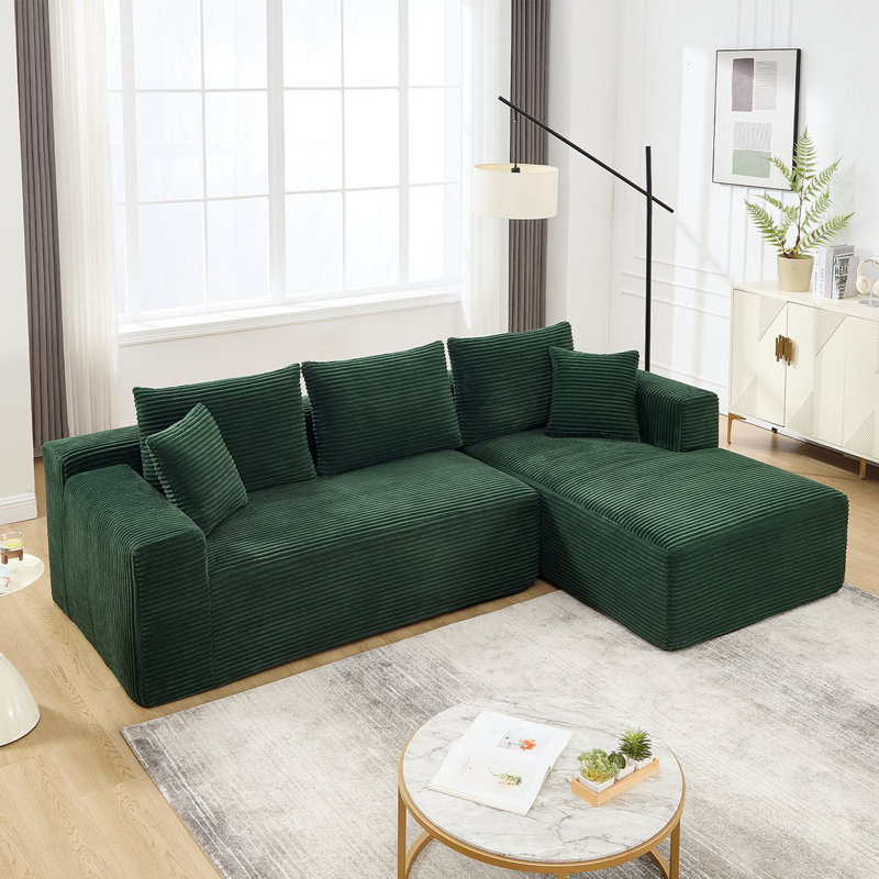 Canapé modulaire modulaire pour canapé modulaire en L 2 places, Vert, Orienté à droite