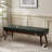 Mid - Century Modern Tufted Genuine Leather Bench with Solid Wood Legs-1811132824