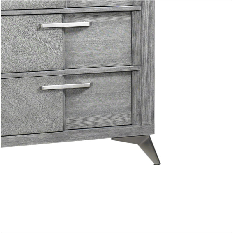 Commode 5 tiroirs en placage assorti gris