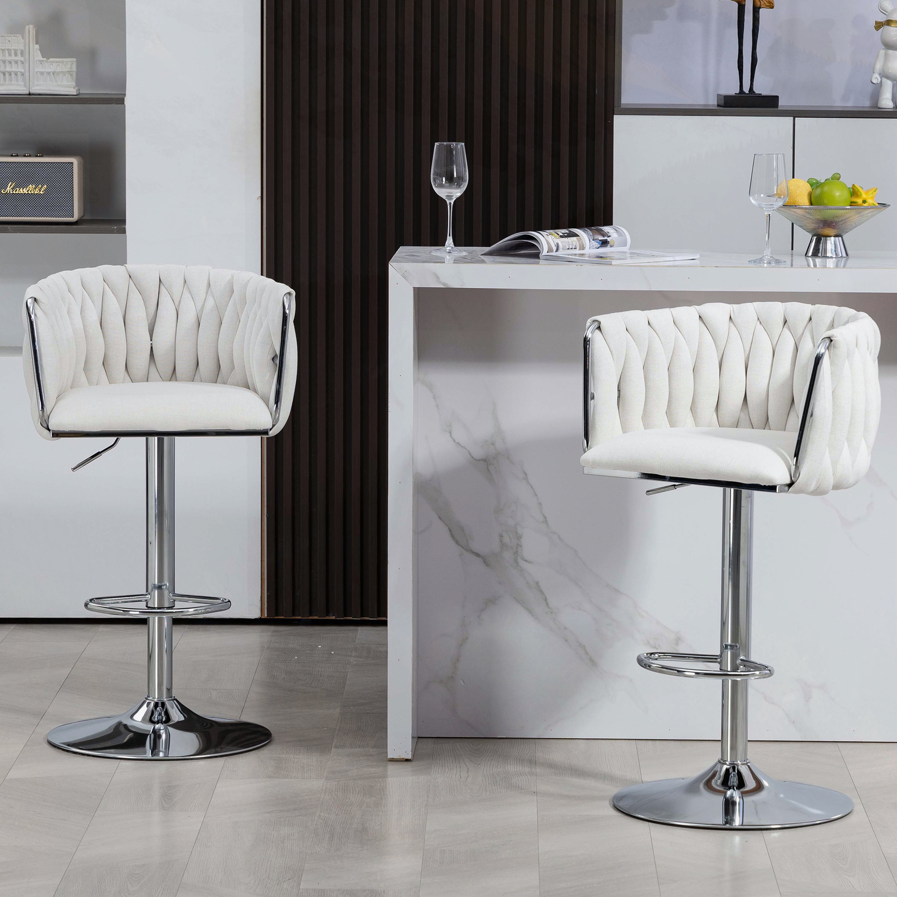 Brayden Studio® 360° Fabric cover Swivel Bar Stools Set of