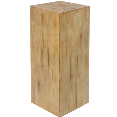 Wood-Look End Table In Shape Design Character, 33.41" Tall, Natural Color Scheme Attribute, Indoor Outdoor Decorative Use, Mix-And-Match With Different Decor Styles For Display Boasting Wood-Like