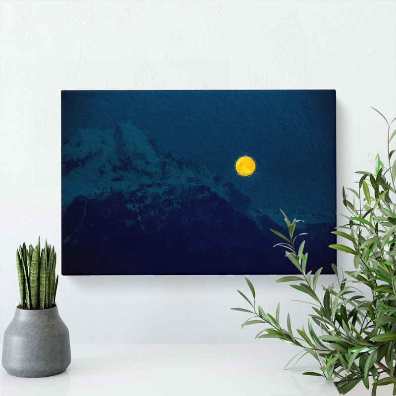 Yellow Moon Over The Mountain - Wrapped Canvas, 35cm H x 50cm W x 3cm D