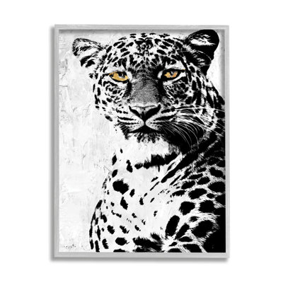 «Strong Leopard Portrait», safari moderne, animal noir surdimensionné, giclée sur toile encadrée par Sophie, art texturé 6