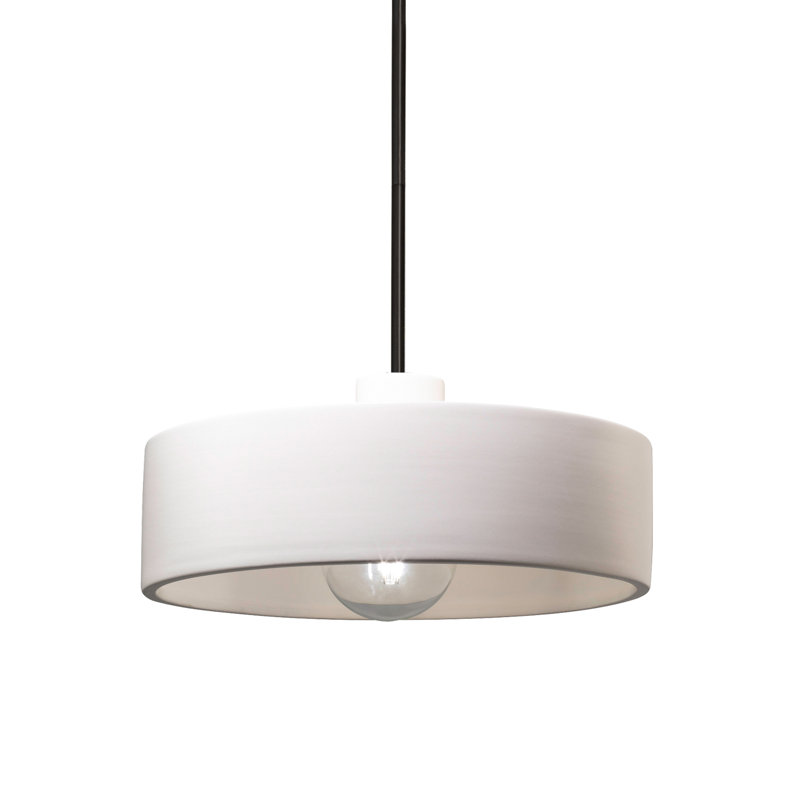 Luminaire suspendu tambour 1 lumière Riverside, Bisque / laiton antique, Reflet de piscine