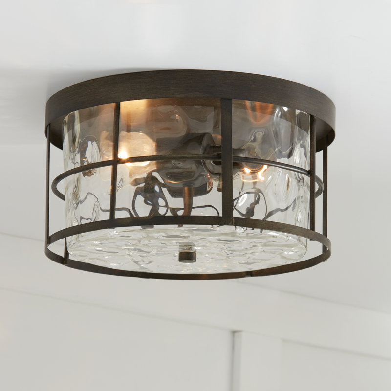 Agustine 2 - Light 13" Unique/Statement Drum Flush Mount, Farm House