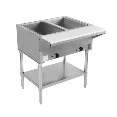 BevLes 2 Well Electric Steam Table, 230V, in Silver