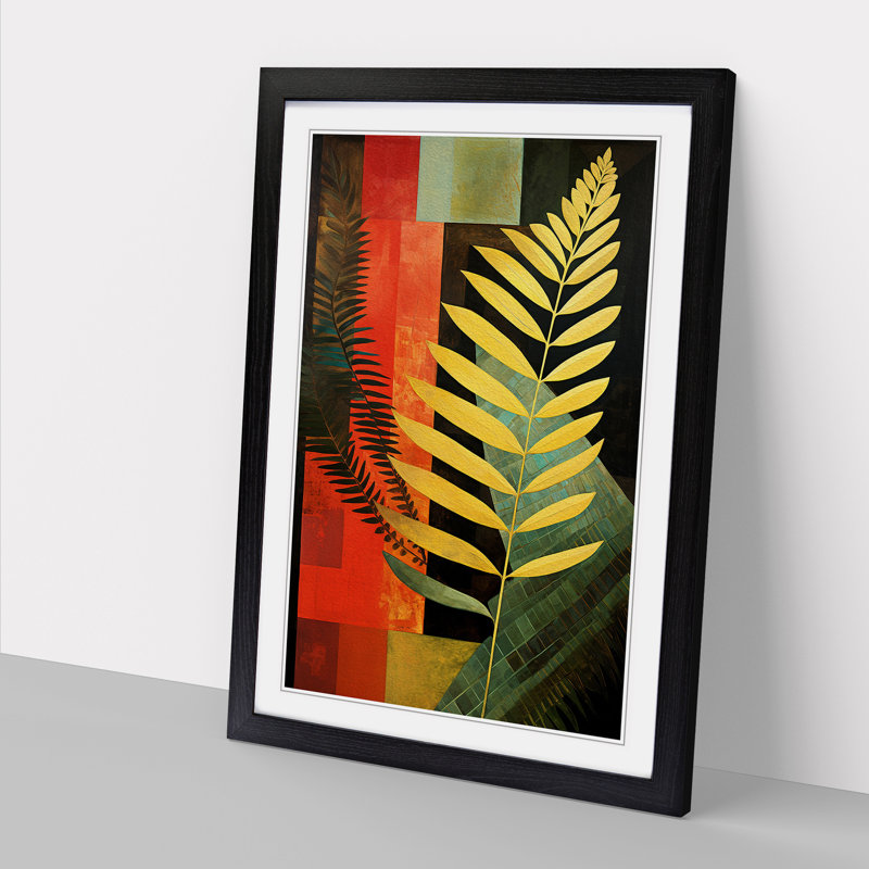 Fern Leaf Constructivism - Framed Print, 34cm H x 25cm W x 2cm D, Black