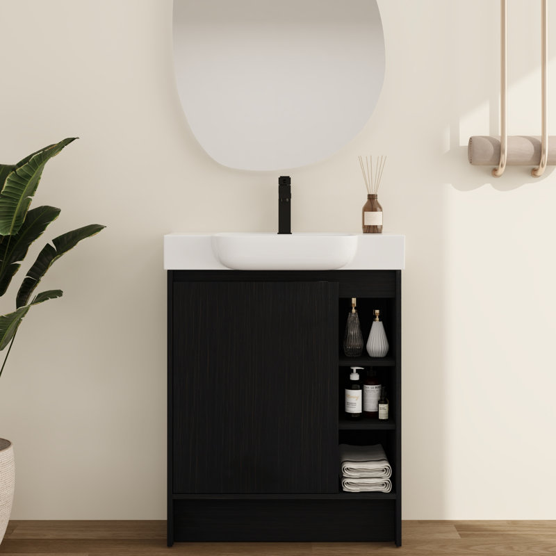 Larnby 28'' Freestanding Single Bathroom Vanity With Ceramic Vanity Top, 28''Single Bathroom Vanity Set With Ceramic sink