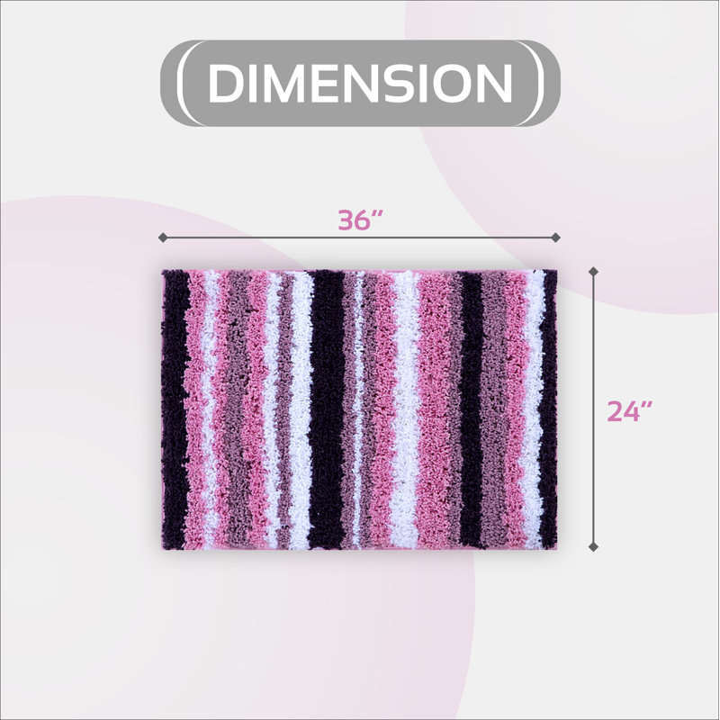 Tapis pour salle de bain 100% polyester griffé Griffie, Rectangle 24 po x 36 po, Mauve