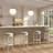 31In Bar-Height Wood Backless Barstool With Upholstered Gray Swivel Seat, White Frame