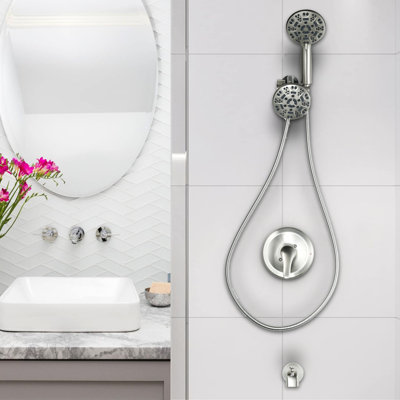 Robinet pour baignoire et douche à 2 jets et poignée double 7-en-1