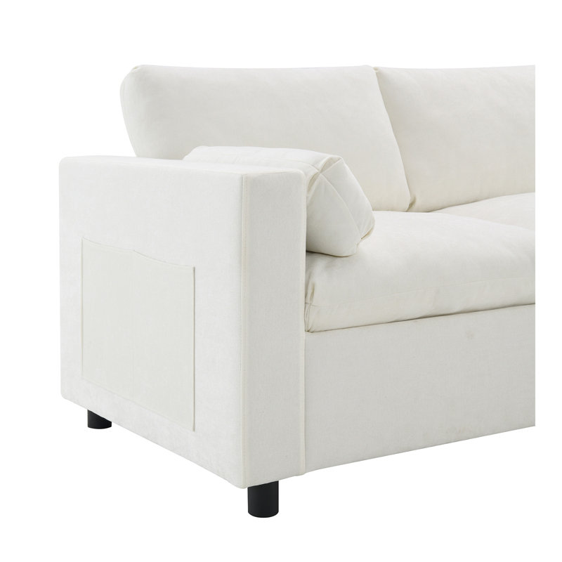 Canapé modulaire 86,5 po Chenille, Blanc
