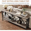 Console industrielle extra longue de 70,9 po, table de canapé étroite avec tablettes ouvertes, table d'entrée rustique pour couloir, vestibule ou salon, structure en métal, rétro-129541675