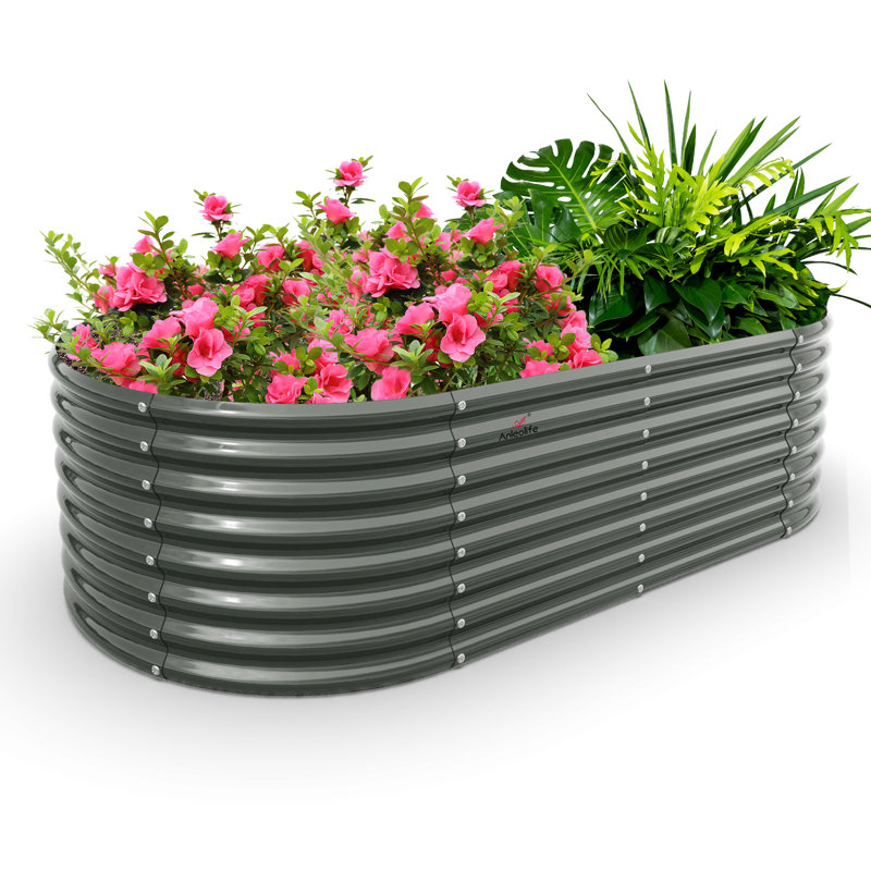 Lit de jardin surélevé galvanisé 8 x 4 x 2 pi, Gris, 8 pi x 4 pi
