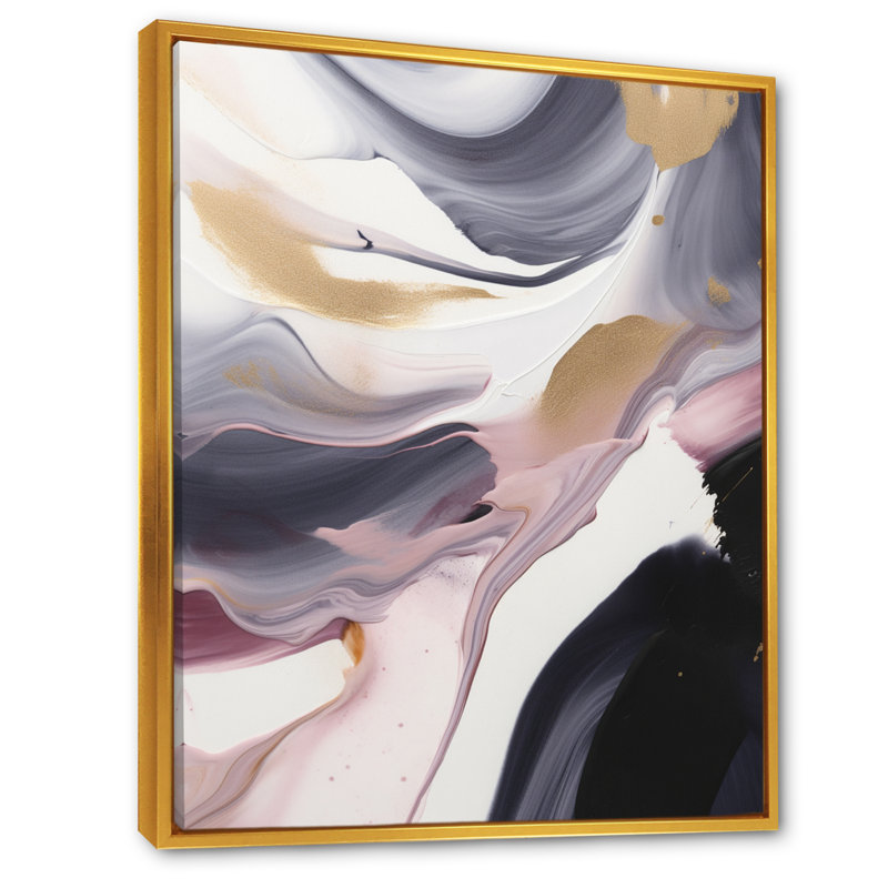 Symphonie de marbre gris et or I - impressions sur toile de marbre abstraites, H 32 po x l 24 po x P 1 po