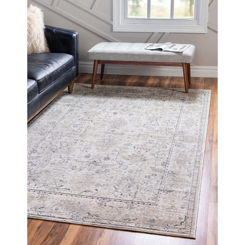 Singleton Oriental Area Rug, Rectangle 6'1" x 9', Ivory