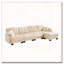 Canapé en L Chenille Cloud avec repose-pieds et 4 coussins, beige crème-134042948-134042955