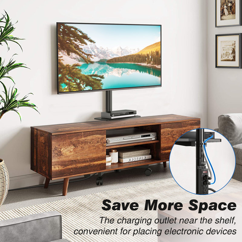 Aeshia Mobile TV Cart with Power Outlet for 23-60 Inch LCD LED OLED TVs