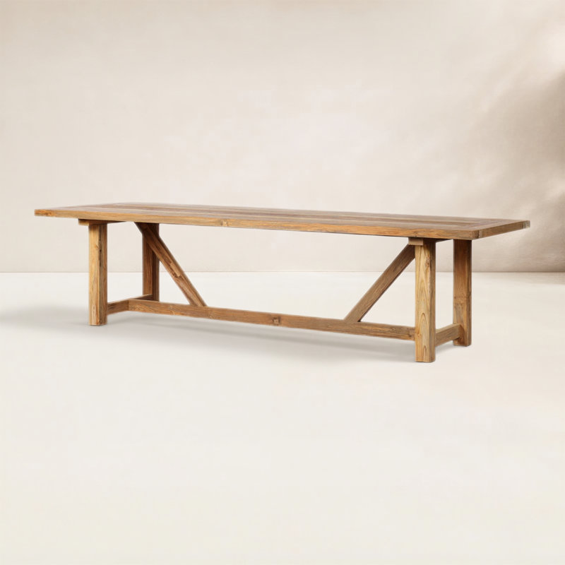Berks Rectangular Teak Solid Wood Outdoor Dining Table , 118 " W 39.25 " D, Reclaimed Natural