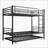 Twin Over Twin Metal Bunk Bed with Trundle &amp; Ladder, Noise-Free, No Box Spring Needed, Black