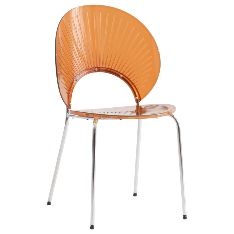 Chaise de salle à manger moderne en plastique avec pieds en métal Kayahna Series, Ambre, 1