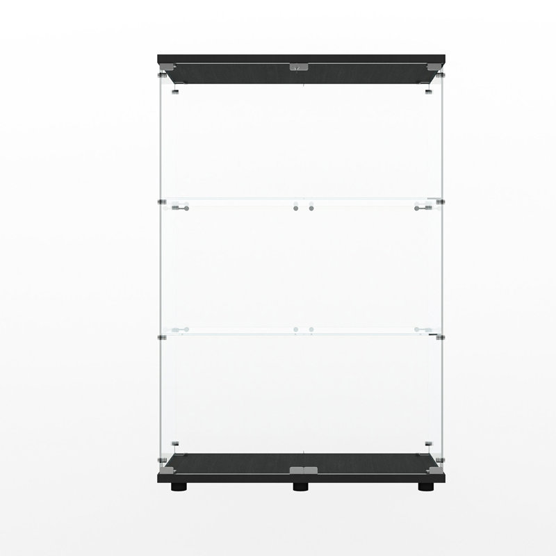 Armoire de rangement avec verre trempé, à piles, avec serrure, H 48,15 po, lime à changement de couleur en verre noir de style classique, pieds de plancher réglables, peut être placé n'importe où, 110 lb