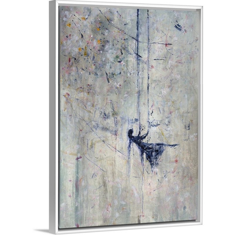« étoile fleuri », peinture sur toile, Cadre flottant blanc, H 19,7 po x l 13,7 po x P 1,75 po