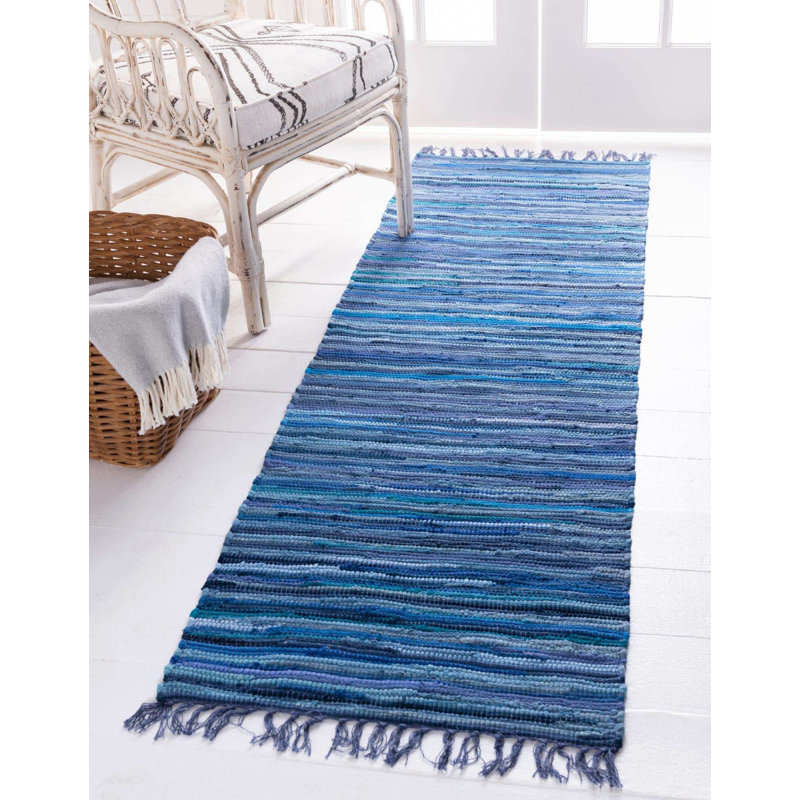 Tapis contemporain Gwin couleur ciel, Tapis de couloir 2 pi 7 po x 6 pi 7 po