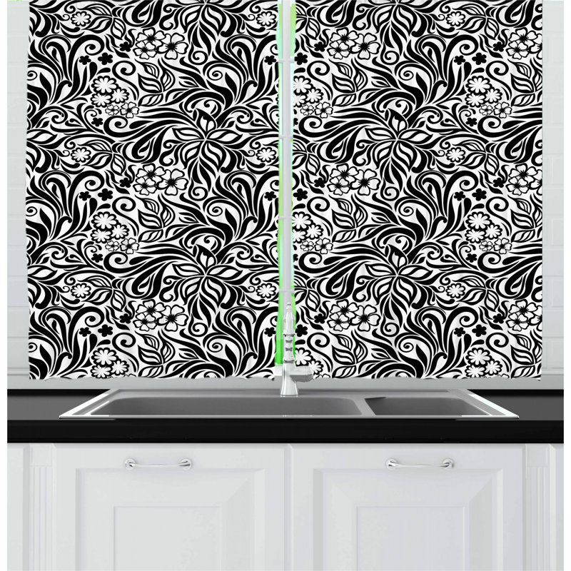 Floral Tailored Kitchen Curtain