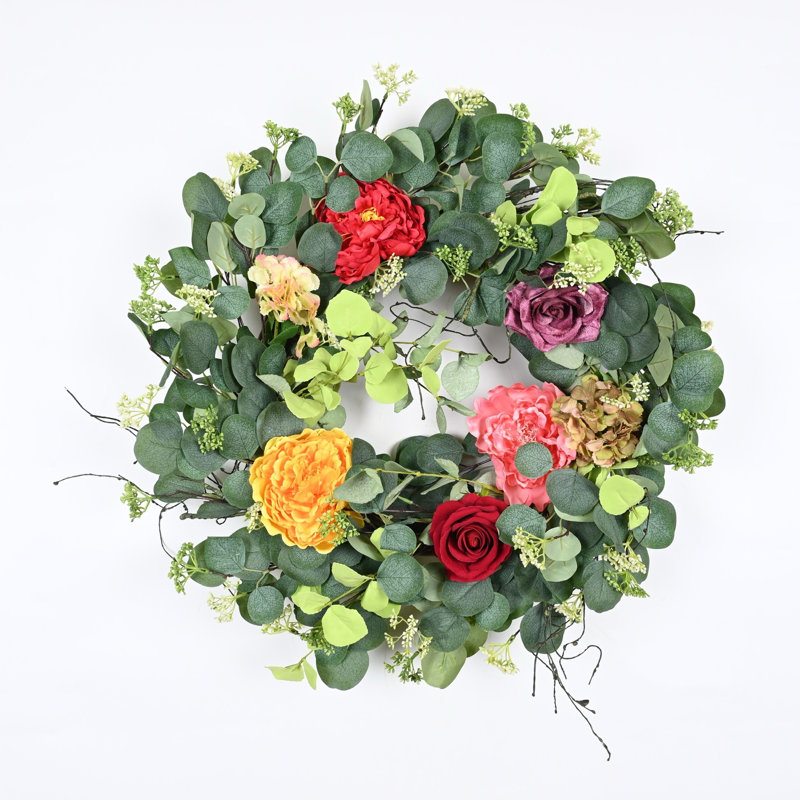 Couronne de pivoines artificielles 24 po 24 po
