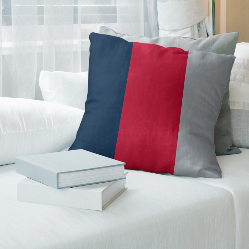 Coussin décoratif , Milieu rouge / Côté argent, 16 po x 1 po, Simili suède