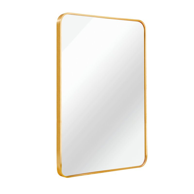 Metal Framed Rectangular Bathrrom Mirror For Wall, Gold, 30" x 22"
