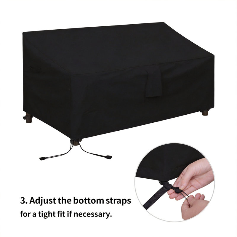 Waterproof Patio Sofa Cover UV Resistant 3 Seater Outdoor Sofa Cover Weatherproof Lawn Patio Furniture Cover with Tape Sealed Seam, (Black)