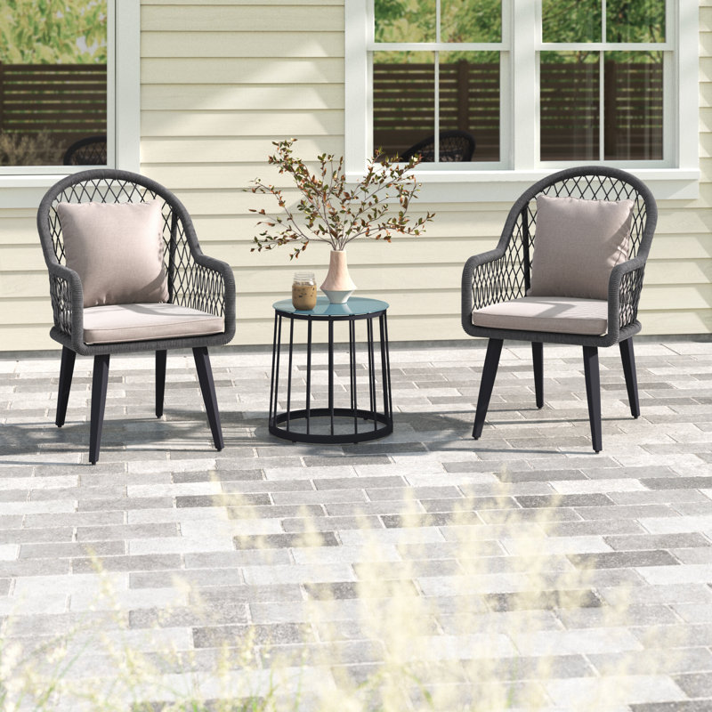 Paphos Round 2 - Person 24.4'' W Long Bistro Set with Cushions