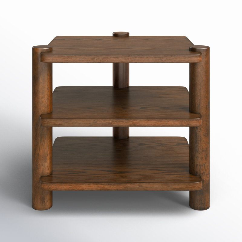 Hepburn 3 Shelf Wood Accent Table, Medium Oak