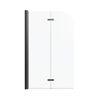 6mm Thick Shower Tub Door, 34" W X 58" H, Matte Black, Secure H Pivot Tempered Glass, Hygiene Focus