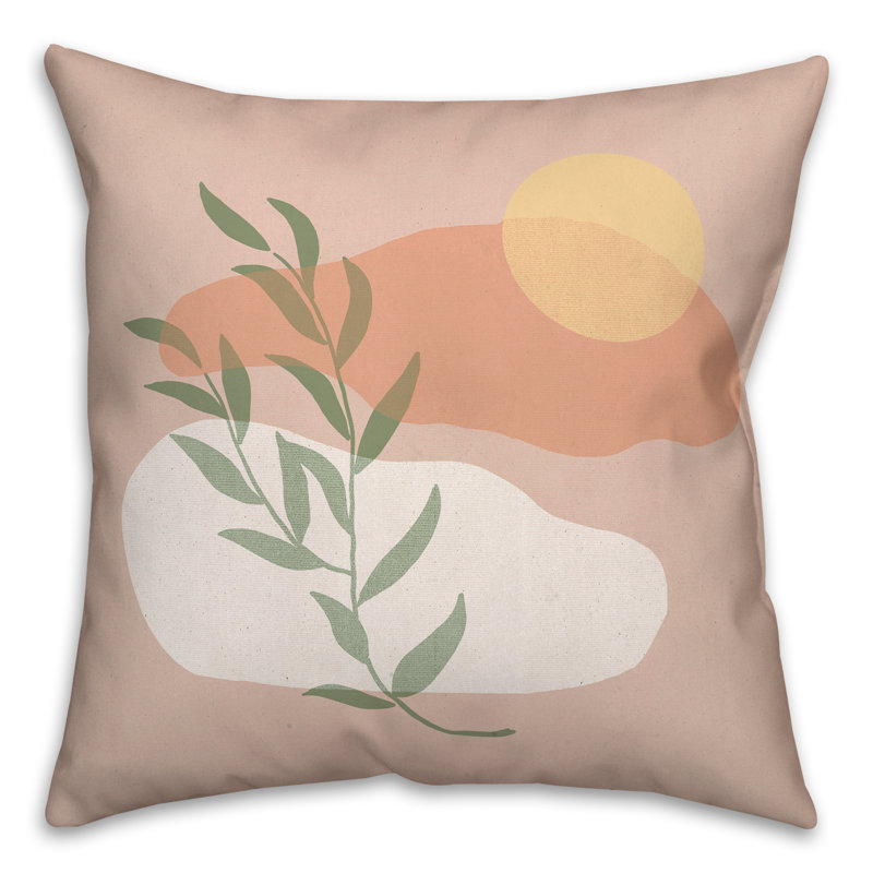 Clouds Leaf Sun on Blush Square Pillow Cover & Insert
