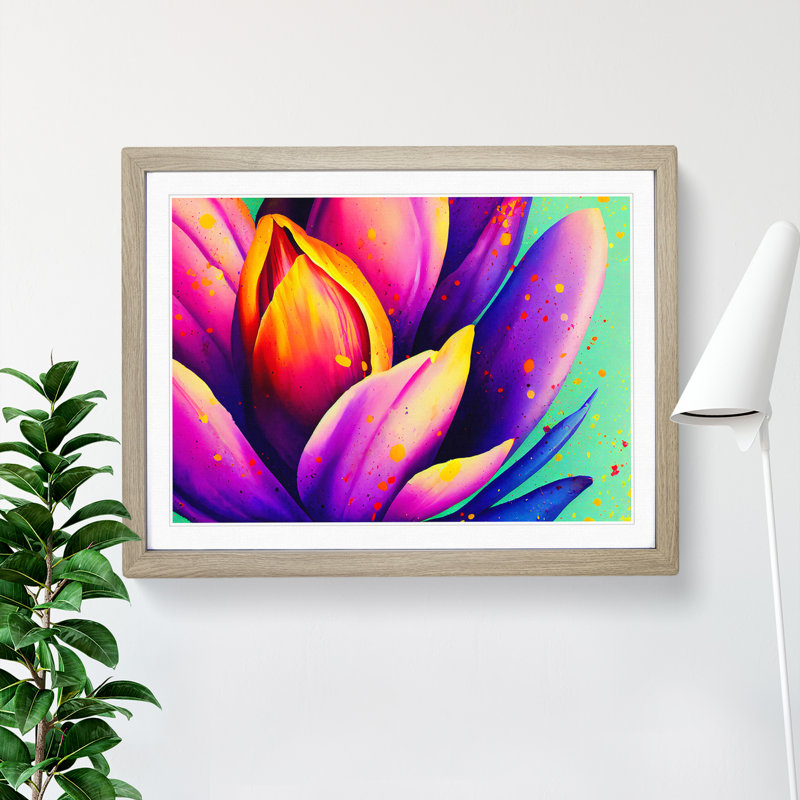 Tulip Flower Splash Vol.6 Abstract - Framed Print, 34cm H x 46cm W x 2cm D, Oak Framed